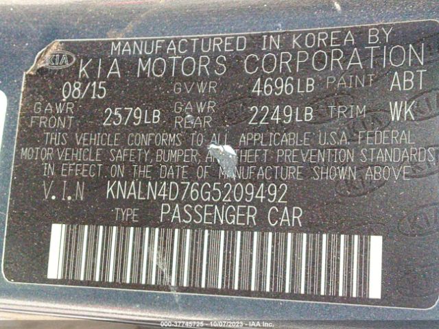 Photo 8 VIN: KNALN4D76G5209492 - KIA CADENZA 