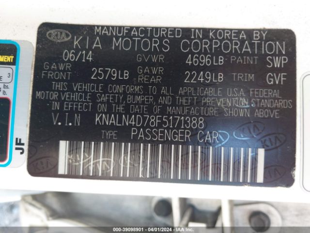 Photo 8 VIN: KNALN4D78F5171388 - KIA CADENZA 