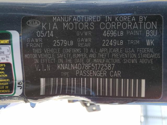 Photo 9 VIN: KNALN4D78F5172587 - KIA CADENZA PR 