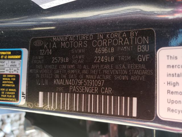 Photo 9 VIN: KNALN4D79F5191097 - KIA CADENZA PR 