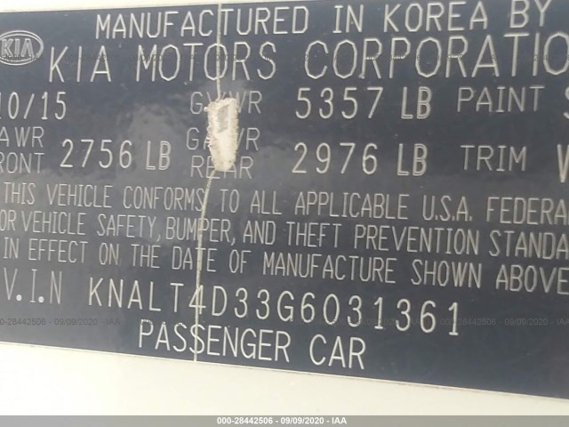 Photo 8 VIN: KNALT4D33G6031361 - KIA K900 