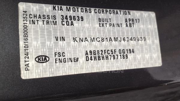 Photo 1 VIN: KNAMC81AMJ6349639 - KIA CARNIVAL 