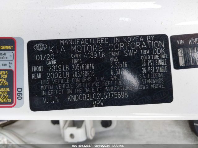 Photo 8 VIN: KNDCB3LC2L5375698 - KIA NIRO 