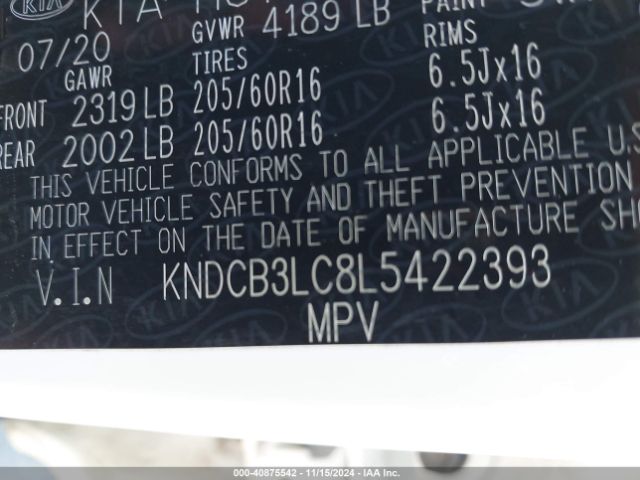 Photo 8 VIN: KNDCB3LC8L5422393 - KIA NIRO 