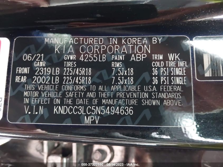 Photo 8 VIN: KNDCC3LC5N5494636 - KIA NIRO 