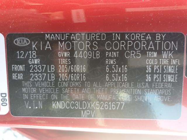 Photo 9 VIN: KNDCC3LDXK5261677 - KIA NIRO EX PR 