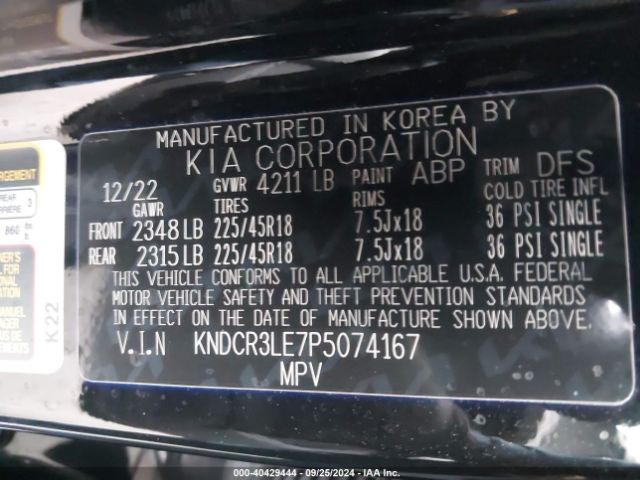 Photo 8 VIN: KNDCR3LE7P5074167 - KIA NIRO 