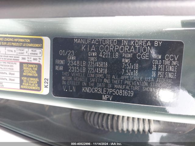 Photo 8 VIN: KNDCR3LE7P5081619 - KIA NIRO 