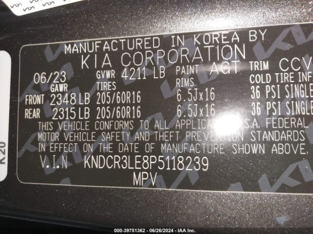 Photo 8 VIN: KNDCR3LE8P5118239 - KIA NIRO 