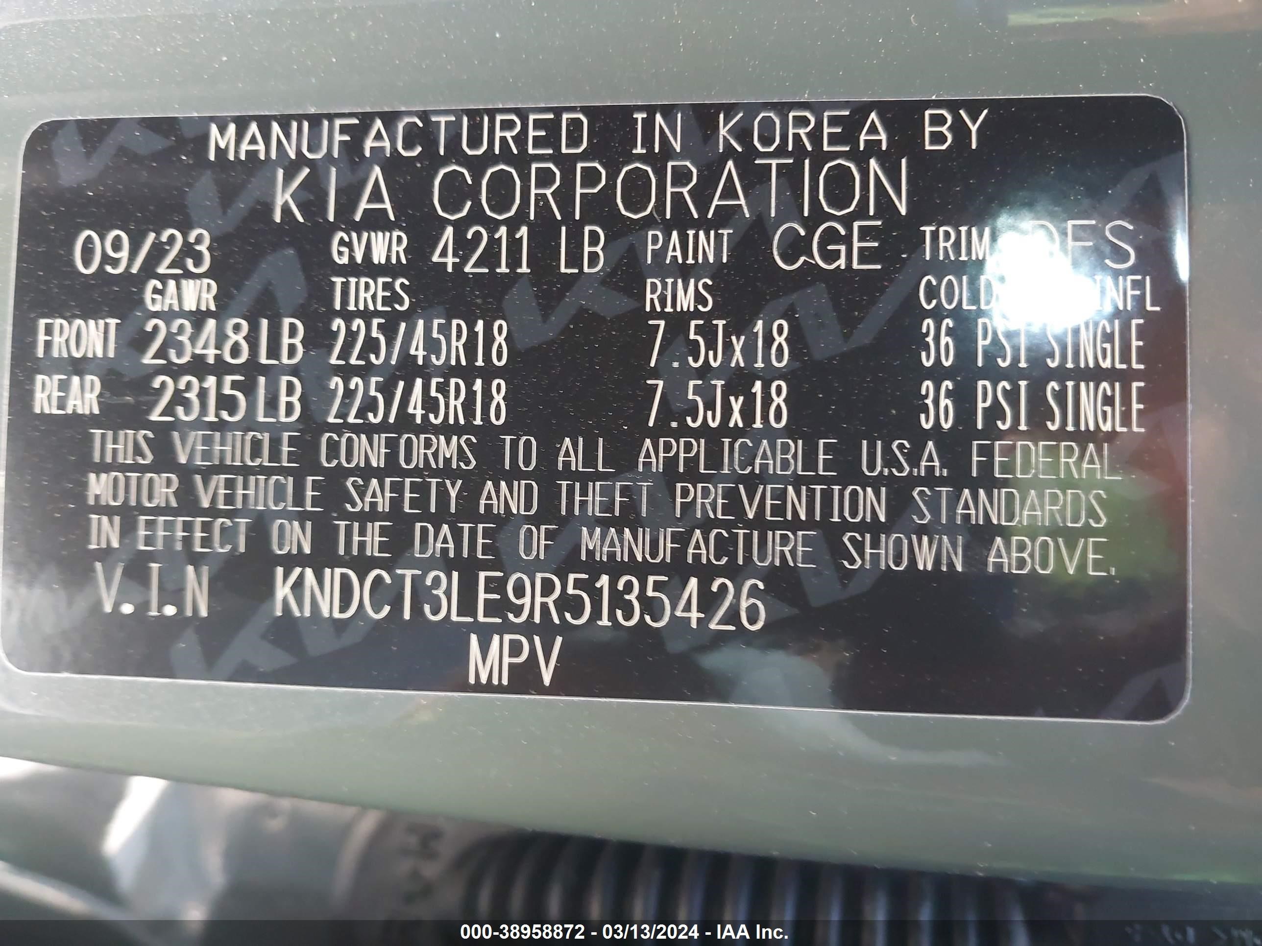 Photo 8 VIN: KNDCT3LE9R5135426 - KIA NIRO 