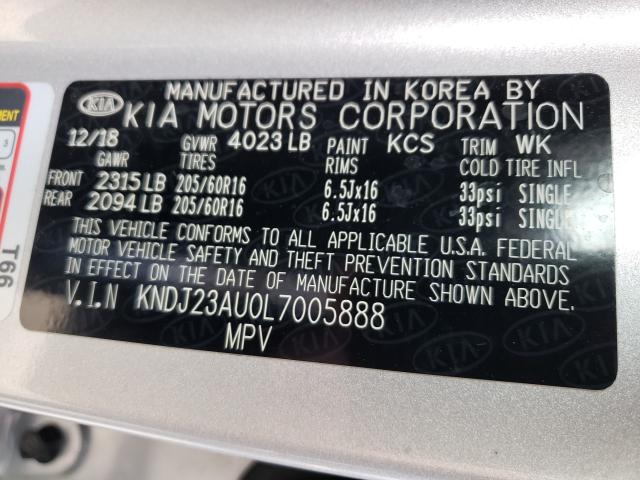 Photo 9 VIN: KNDJ23AU0L7005888 - KIA SOUL LX 