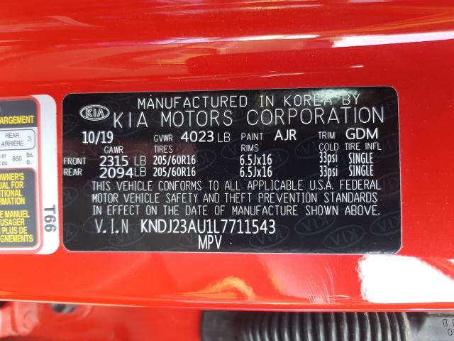 Photo 9 VIN: KNDJ23AU1L7711543 - KIA SOUL LX 