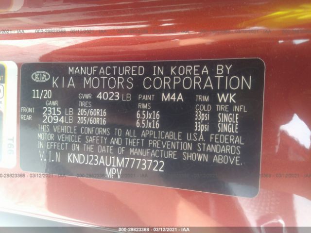 Photo 8 VIN: KNDJ23AU1M7773722 - KIA SOUL 