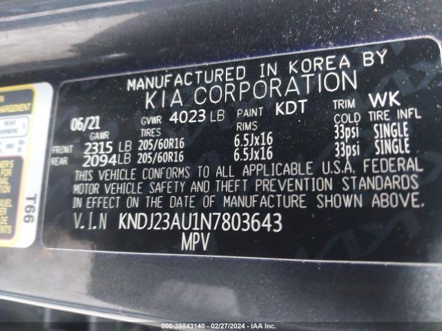 Photo 8 VIN: KNDJ23AU1N7803643 - KIA SOUL 