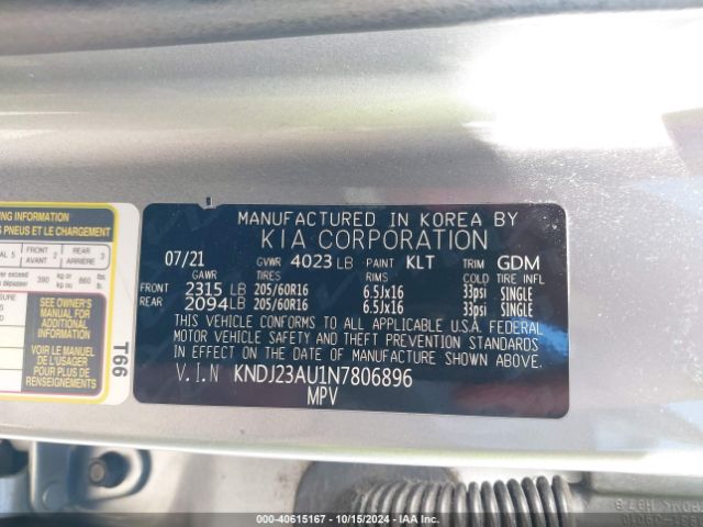 Photo 8 VIN: KNDJ23AU1N7806896 - KIA SOUL 