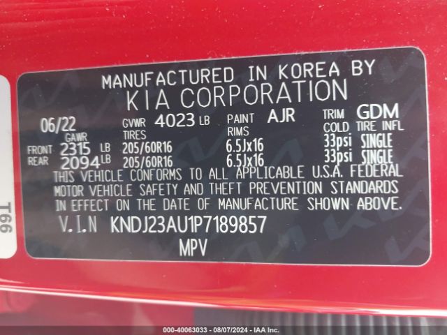 Photo 8 VIN: KNDJ23AU1P7189857 - KIA SOUL 