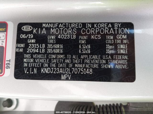 Photo 8 VIN: KNDJ23AU2L7075148 - KIA SOUL 