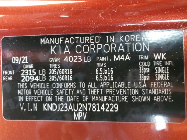 Photo 11 VIN: KNDJ23AU2N7814229 - KIA SOUL 