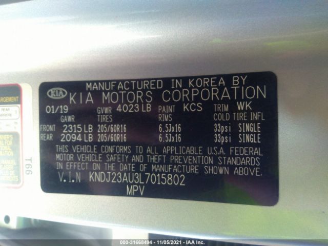 Photo 8 VIN: KNDJ23AU3L7015802 - KIA SOUL 