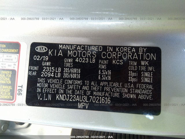 Photo 8 VIN: KNDJ23AU3L7021616 - KIA SOUL 