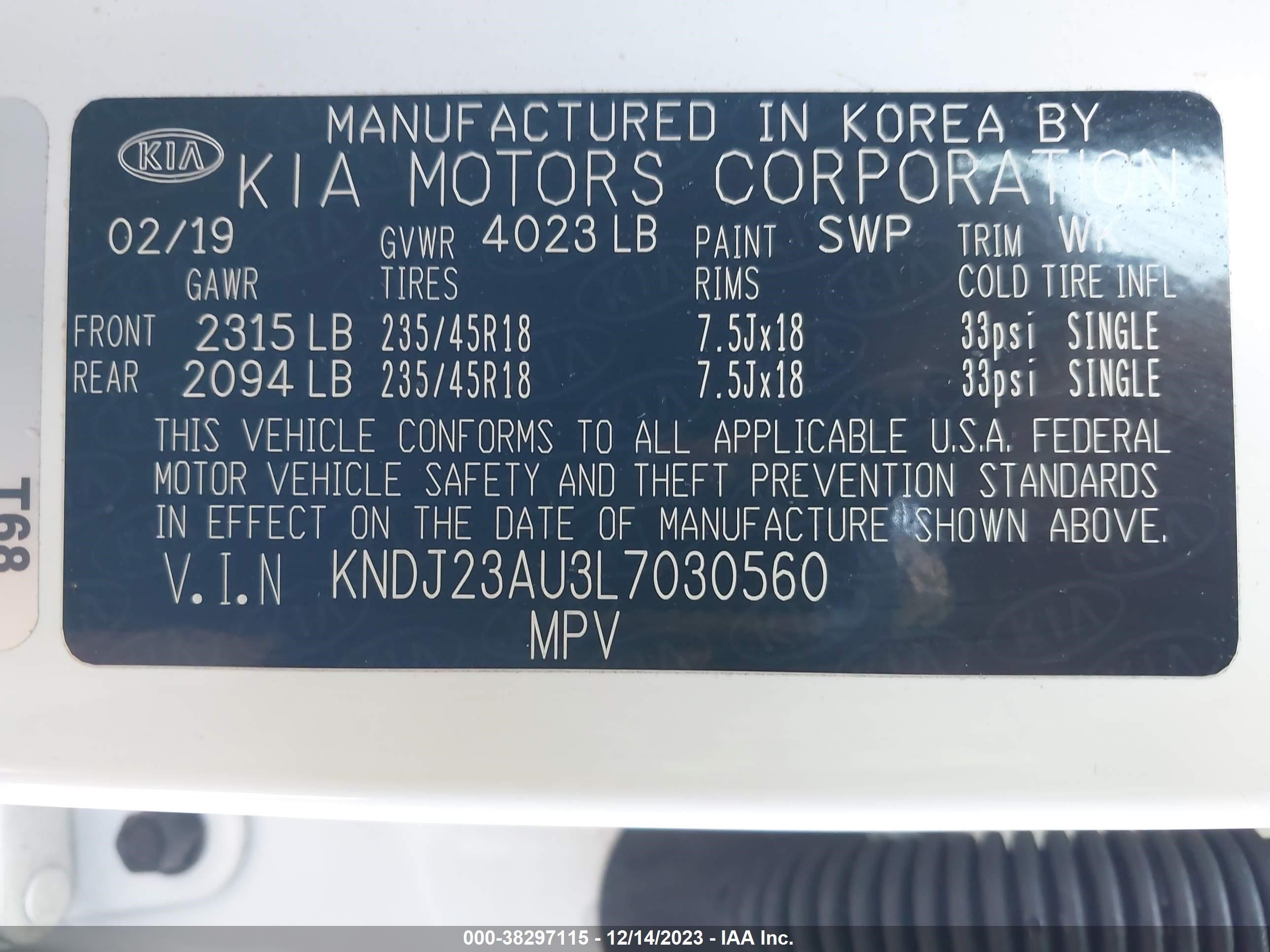 Photo 8 VIN: KNDJ23AU3L7030560 - KIA SOUL 