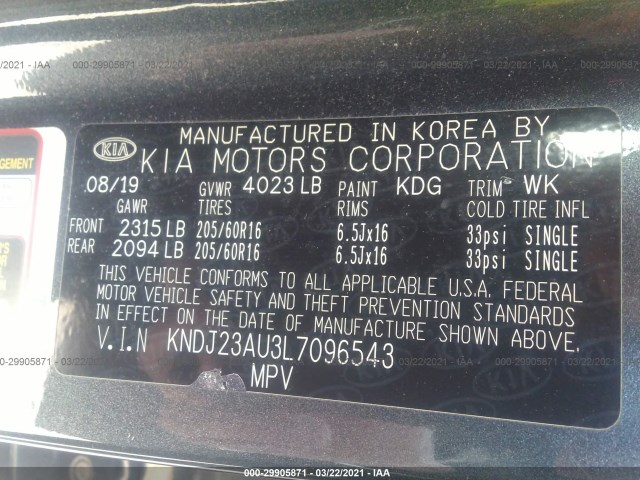 Photo 8 VIN: KNDJ23AU3L7096543 - KIA SOUL 