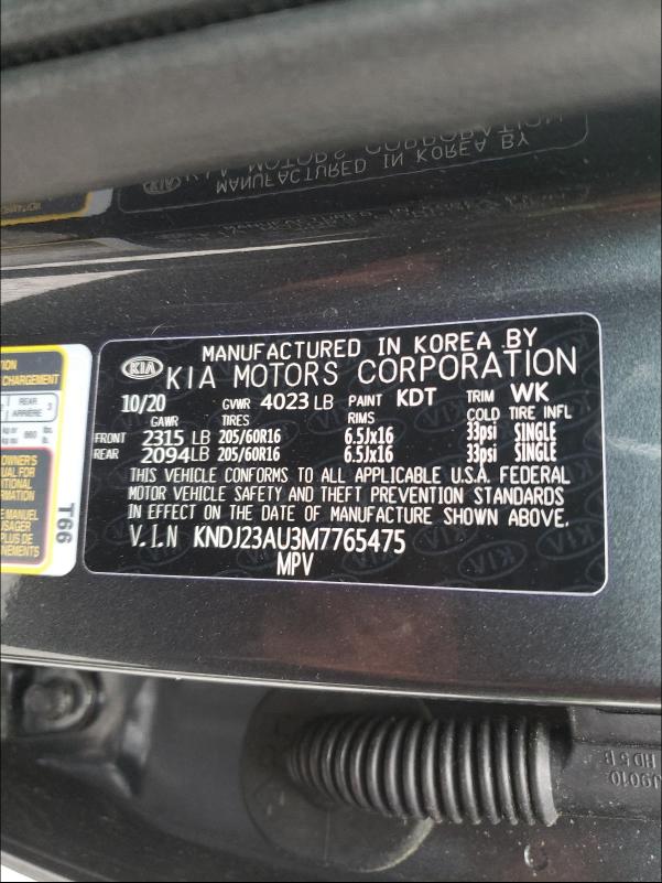 Photo 9 VIN: KNDJ23AU3M7765475 - KIA SOUL LX 