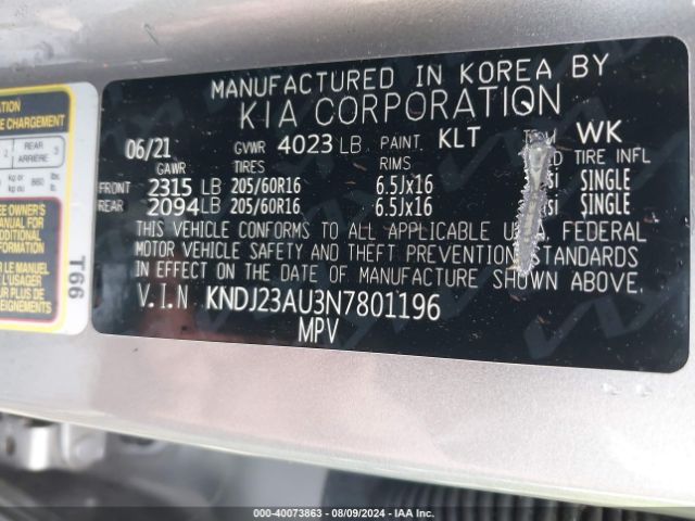 Photo 8 VIN: KNDJ23AU3N7801196 - KIA SOUL 