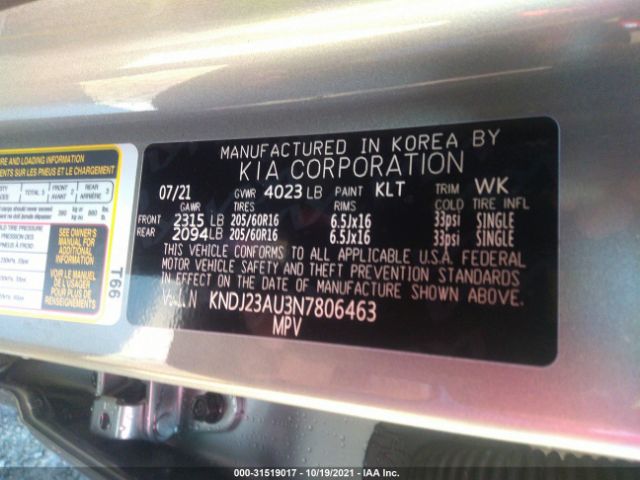 Photo 8 VIN: KNDJ23AU3N7806463 - KIA SOUL 