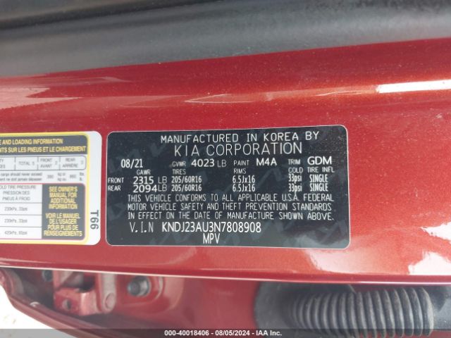 Photo 8 VIN: KNDJ23AU3N7808908 - KIA SOUL 