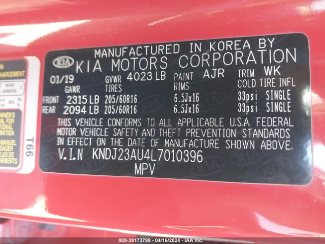 Photo 8 VIN: KNDJ23AU4L7010396 - KIA SOUL 