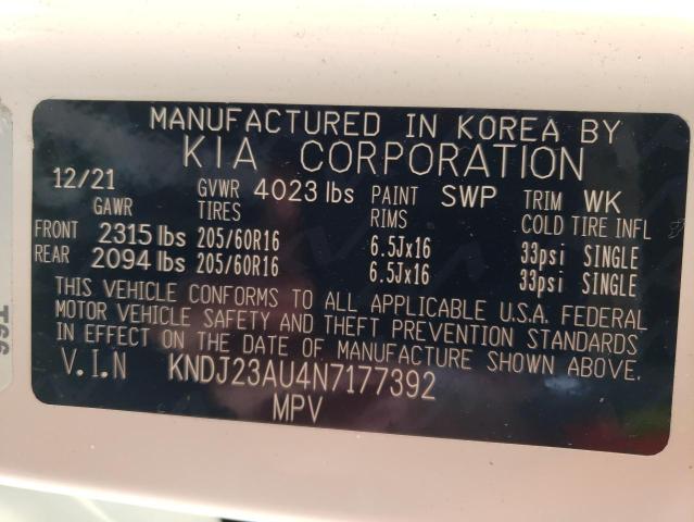 Photo 13 VIN: KNDJ23AU4N7177392 - KIA SOUL LX 