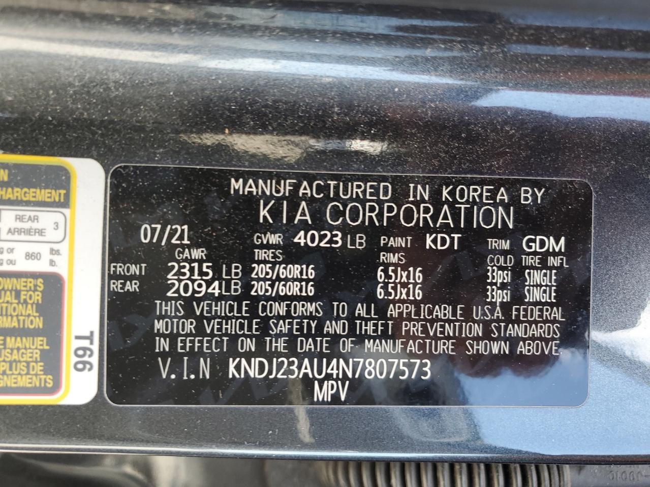 Photo 11 VIN: KNDJ23AU4N7807573 - KIA SOUL 