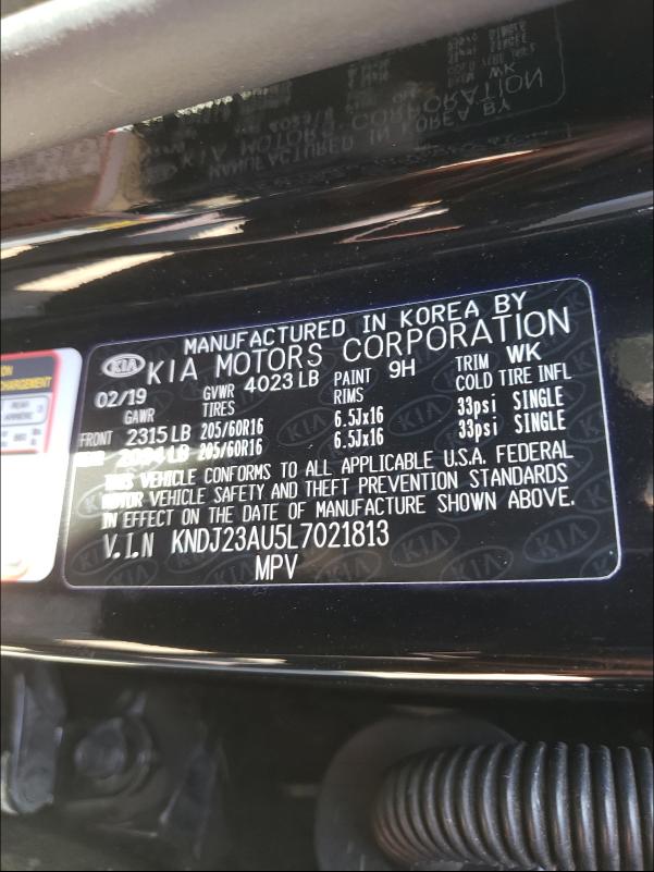 Photo 9 VIN: KNDJ23AU5L7021813 - KIA SOUL LX 