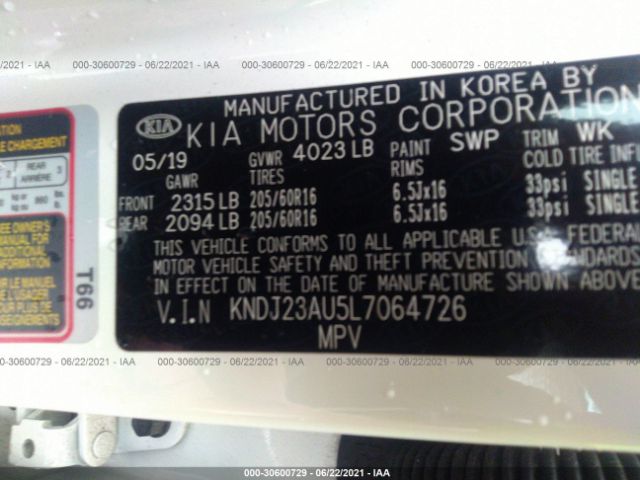 Photo 8 VIN: KNDJ23AU5L7064726 - KIA SOUL 