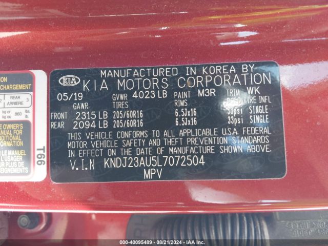 Photo 8 VIN: KNDJ23AU5L7072504 - KIA SOUL 