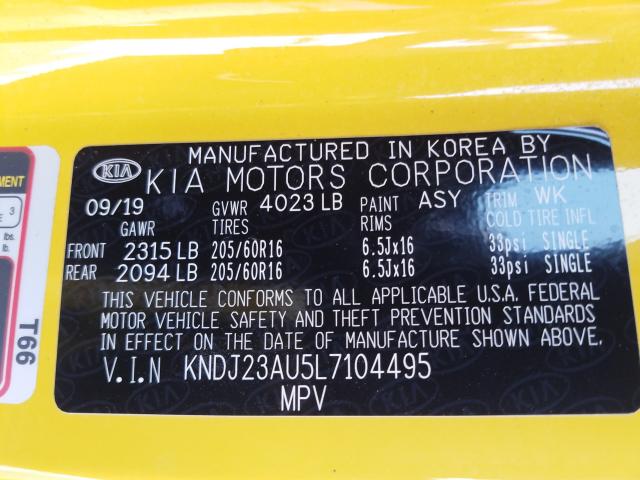 Photo 9 VIN: KNDJ23AU5L7104495 - KIA SOUL LX 