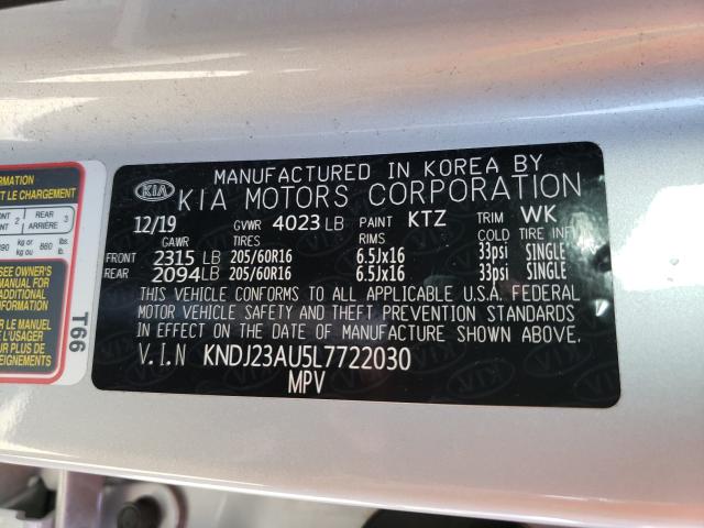 Photo 9 VIN: KNDJ23AU5L7722030 - KIA SOUL LX 