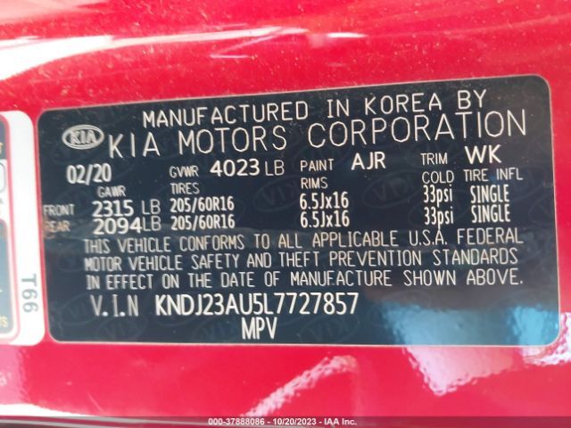 Photo 8 VIN: KNDJ23AU5L7727857 - KIA SOUL 