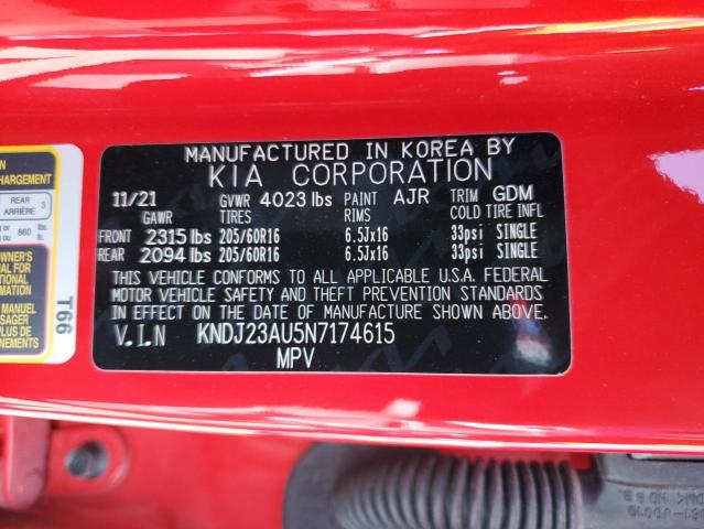 Photo 12 VIN: KNDJ23AU5N7174615 - KIA SOUL LX 