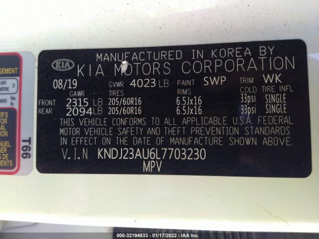 Photo 8 VIN: KNDJ23AU6L7703230 - KIA SOUL 