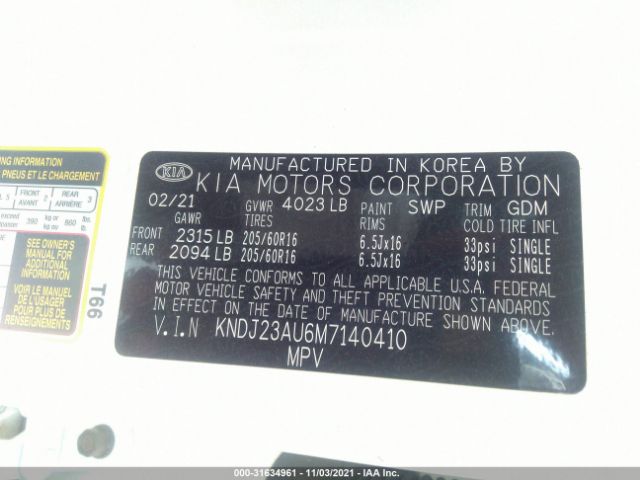 Photo 8 VIN: KNDJ23AU6M7140410 - KIA SOUL 