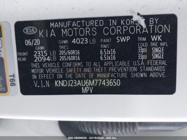 Photo 8 VIN: KNDJ23AU6M7743650 - KIA SOUL 