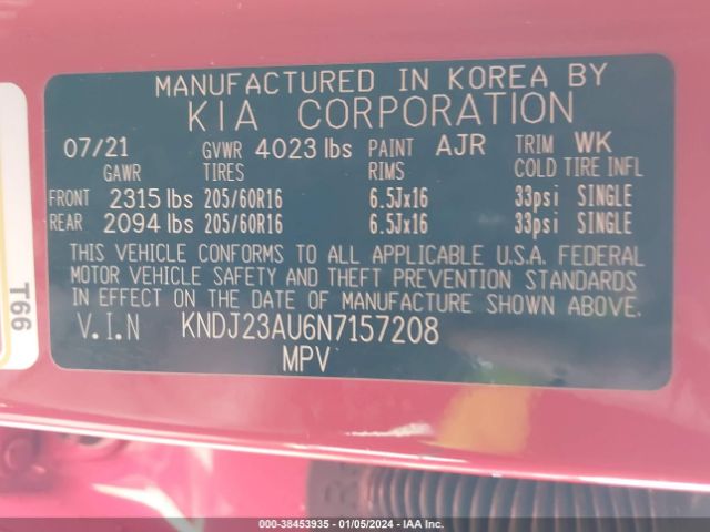 Photo 8 VIN: KNDJ23AU6N7157208 - KIA SOUL 