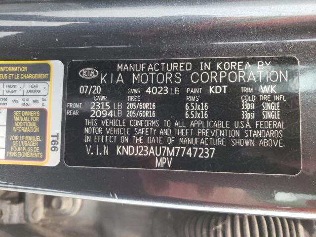 Photo 9 VIN: KNDJ23AU7M7747237 - KIA SOUL LX 