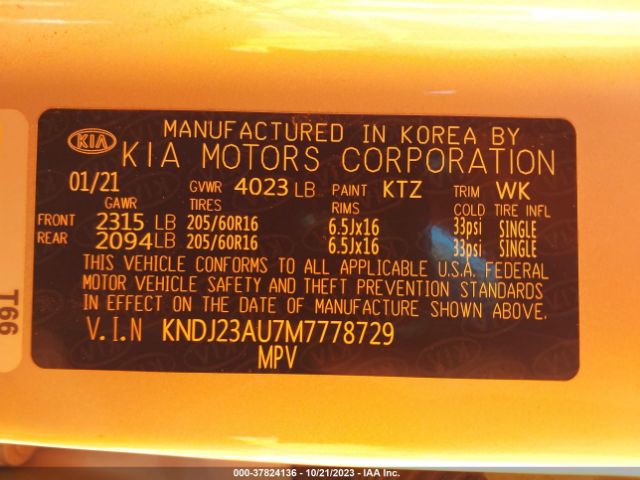 Photo 8 VIN: KNDJ23AU7M7778729 - KIA SOUL 