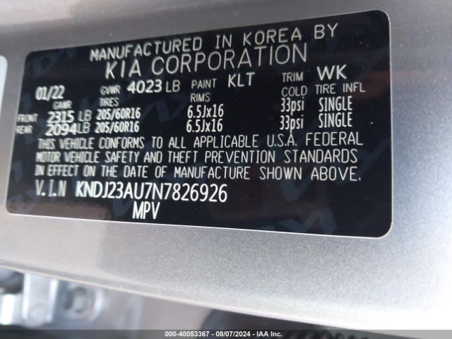 Photo 8 VIN: KNDJ23AU7N7826926 - KIA SOUL 