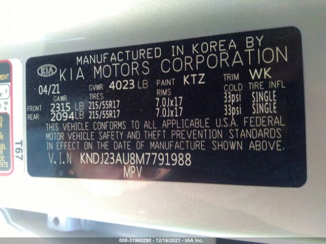 Photo 8 VIN: KNDJ23AU8M7791988 - KIA SOUL 