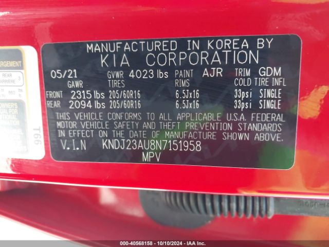 Photo 8 VIN: KNDJ23AU8N7151958 - KIA SOUL 