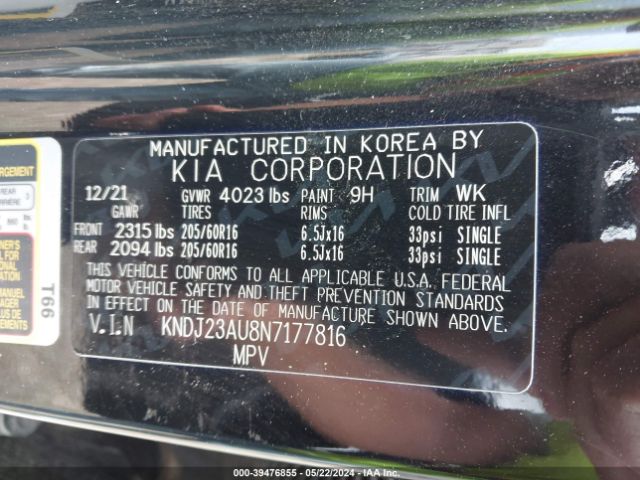 Photo 8 VIN: KNDJ23AU8N7177816 - KIA SOUL 